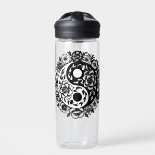Bouteille D'eau Jolie florale noire et blanche Yin Yang Personnali