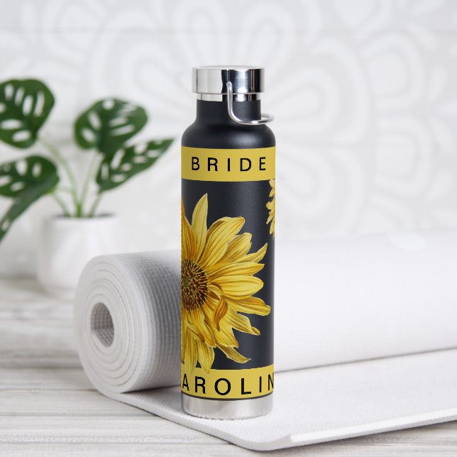 Bouteille D'eau Jolie mariée de tournesol jaune Nom Eau Mariage B (Yoga)