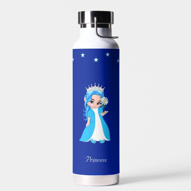Bouteille D'eau Jolie princesse et étoiles sur Royal Blue Water Bo (Gauche)