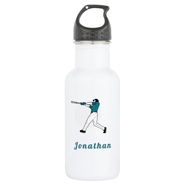Bouteille D'eau Joueur de baseball moderne entraîneur personnalisé (Devant)