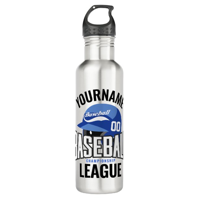 Bouteille D'eau Joueur de baseball personnalisé NOM Équipe Champ C (Devant)