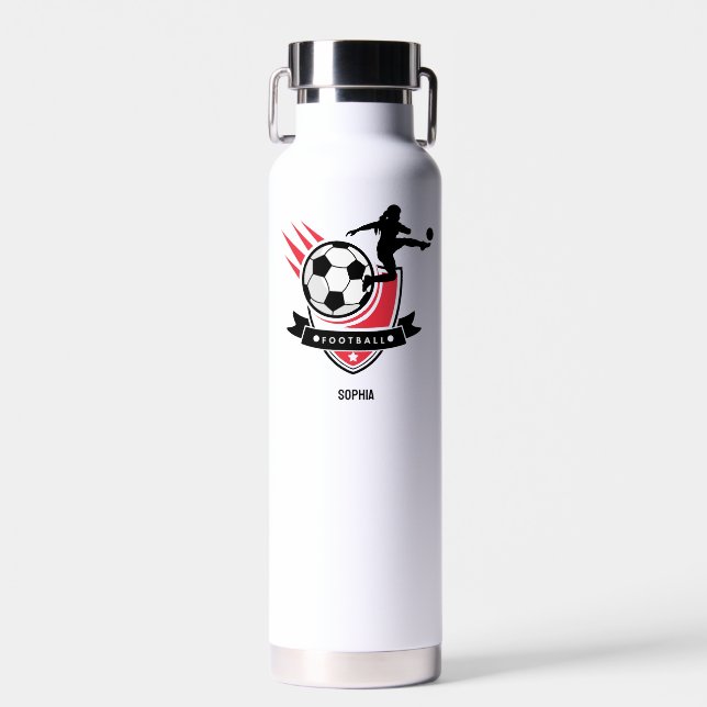Bouteille D'eau Joueuse de football fille, Ballotin de l'équipe de (Avant)