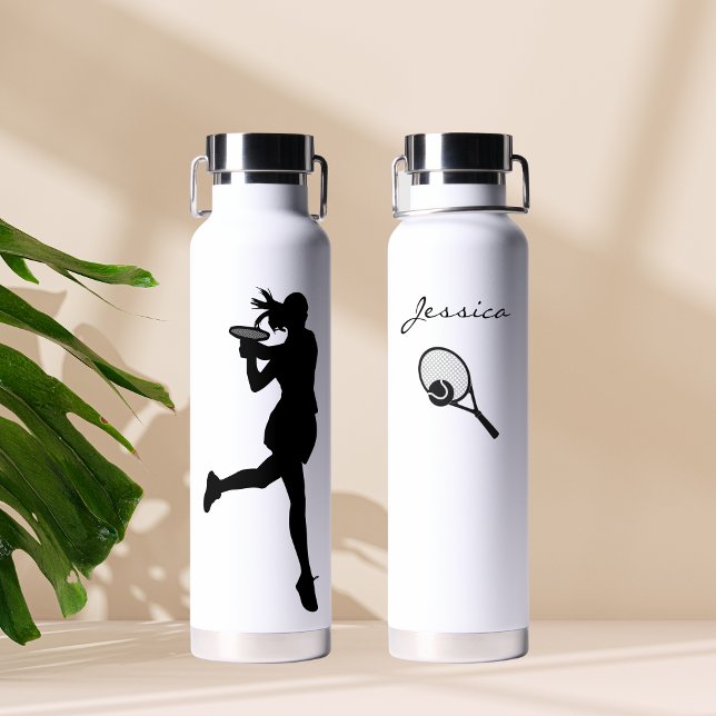 Bouteille D'eau Joueuse de tennis féminine personnalisée minimalis (Créateur téléchargé)