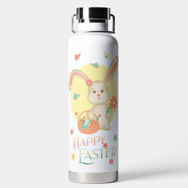 Bouteille D'eau Joyeux cadeau de lapin mignon de Pâques personnali (Plage)