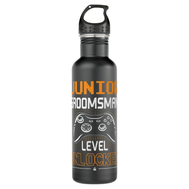 Bouteille D'eau Junior Groomsman Niveau Déverrouillé Jeu Mariage P (Devant)