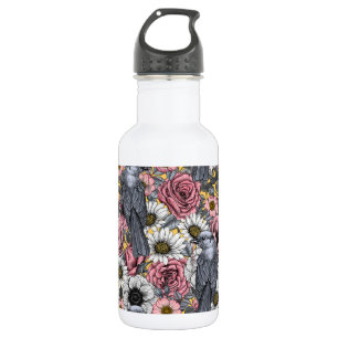 Bouteille D'eau Jus gris et fleurs