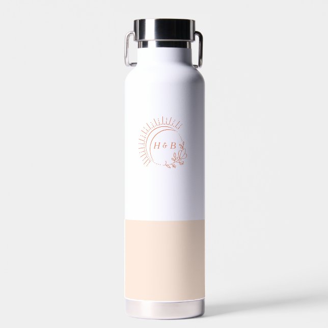 Bouteille D'eau Juste Peachy Mariage Monogramme (Avant)