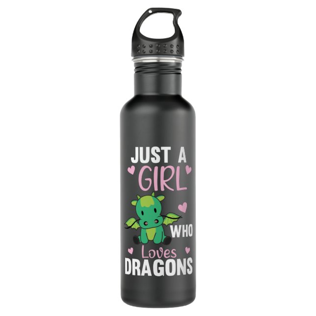 Bouteille D'eau Juste une fille qui aime Dragons Imaginaire Dragon (Devant)
