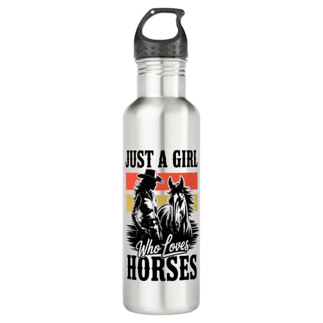 Bouteille D'eau Juste une fille qui aime les chevaux (3) (Devant)