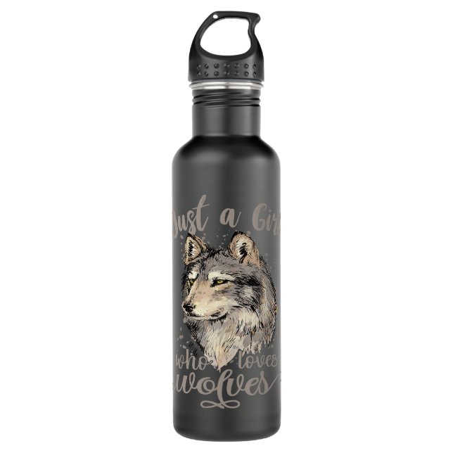 Bouteille D'eau Juste Une Fille Qui Aime Les Loups Mignonne Loup L (Devant)