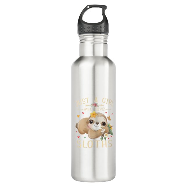 Bouteille D'eau Juste une fille qui aime les paresseux Fille migno (Devant)