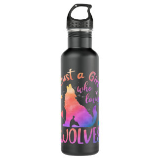 Bouteille D'eau juste une fille qui aime loups cravate teinture lo