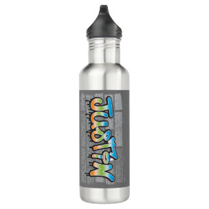 Bouteille D'eau Justin Your Name graffiti Logo Brick Wall Paint