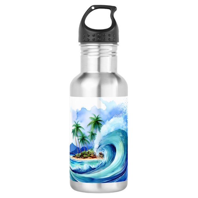 Bouteille D'eau Kai Aloha Island Watercolor Wave (Devant)