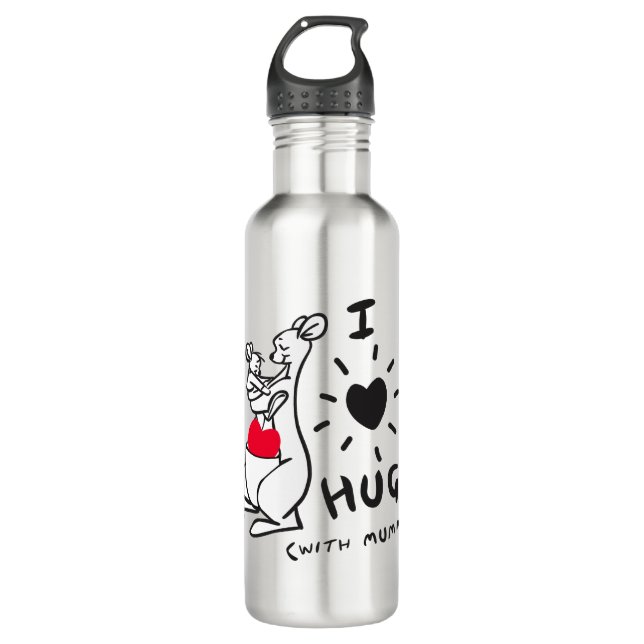 Bouteille D'eau Kanga et Roo| I Love Hugs (avec maman) (Devant)