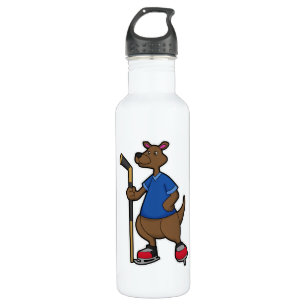 Bouteille D'eau Kangaroo au hockey sur glace avec bâton de hockey 