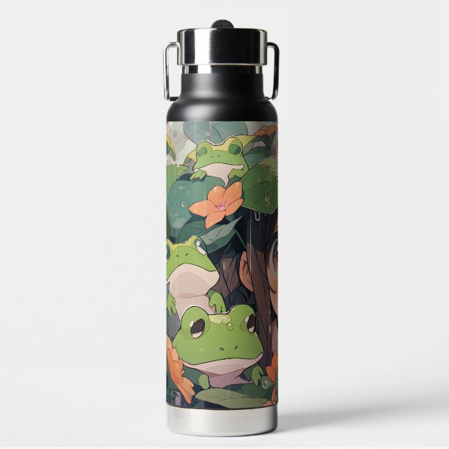 Bouteille D'eau Kawaii Frog Girl Bottle Anime Nature (Salle de sport)