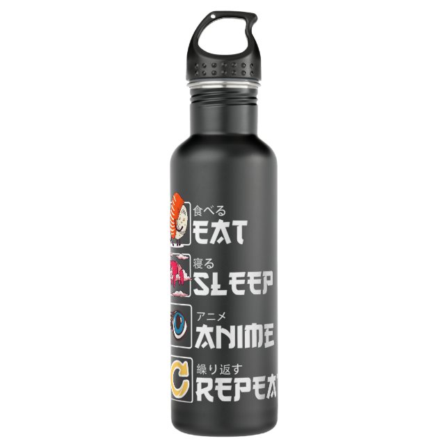 Bouteille D'eau Kawaii Manga Sushi - Manger Sleep Anime Repeat - m (Devant)