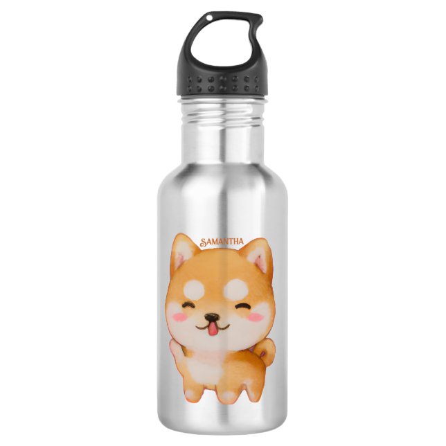 Bouteille D'eau Kawaii Smiling Cartoon Style Shiba Inu (Devant)