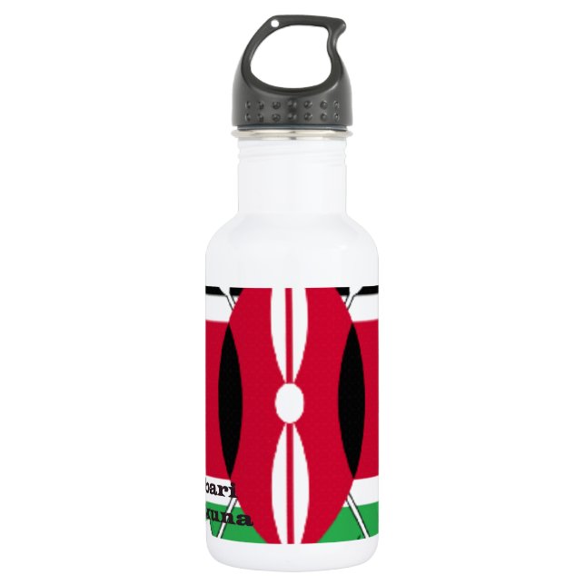 Bouteille D'eau Kenya National Flag Colors Motif Art Design (Devant)