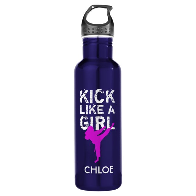 Bouteille D'eau Kick Like a Girl Karate Martial Arts (Devant)