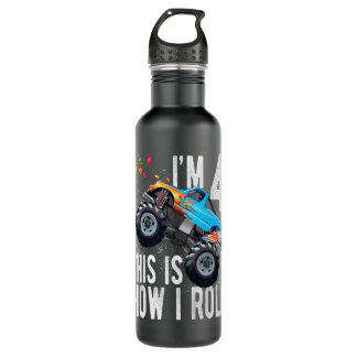 Bouteille D'eau Kids 4 Year Old 4th Birthday Boy Monster Truck Car