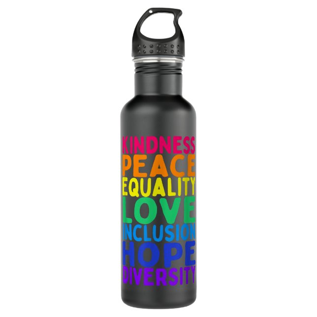 Bouteille D'eau Kindness Paix Égalité Inclusion Diversité humaine (Devant)