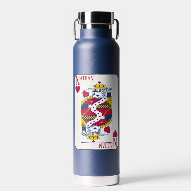 Bouteille D'eau King of Hearts Personnalisé Nom de jeu Carte inoxy (Avant)