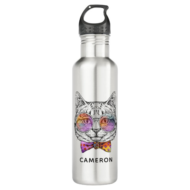 Bouteille D'eau Kitty sage KAT | ajoutent votre nom (Devant)