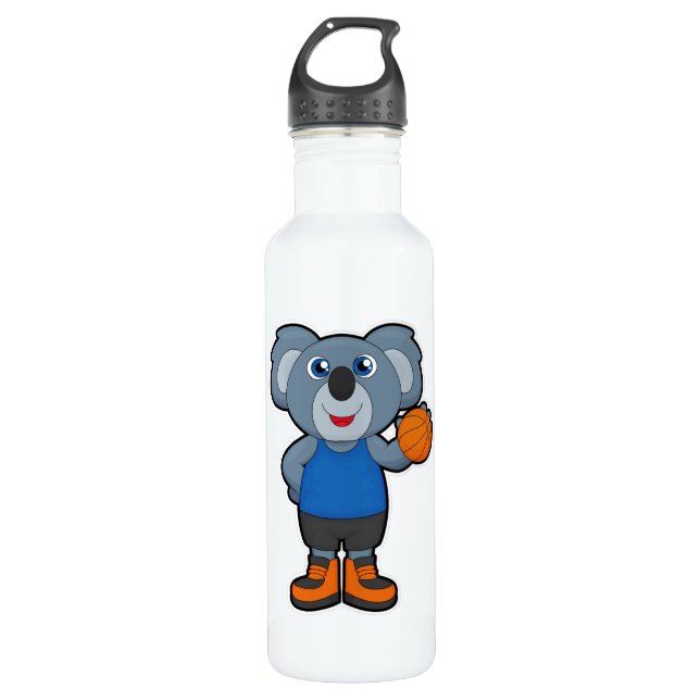 Bouteille D'eau Koala comme joueur de basket-ball avec basket-ball (Devant)