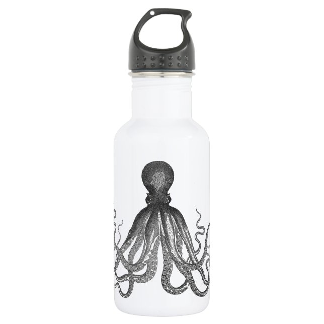 Bouteille D'eau Kraken - poulpe géant noir/Cthulu (Devant)