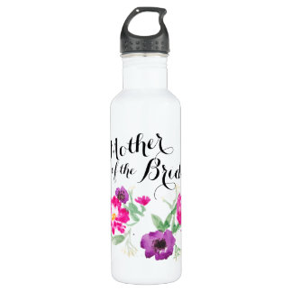 Bouteille D'eau La mère de l'aquarelle de jeune mariée fleurit
