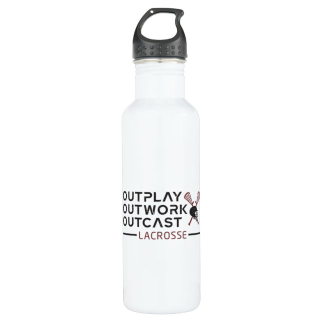 Bouteille D'eau Lacrosse Player Outplay Outwork Outcast Lax Cadeau (Devant)