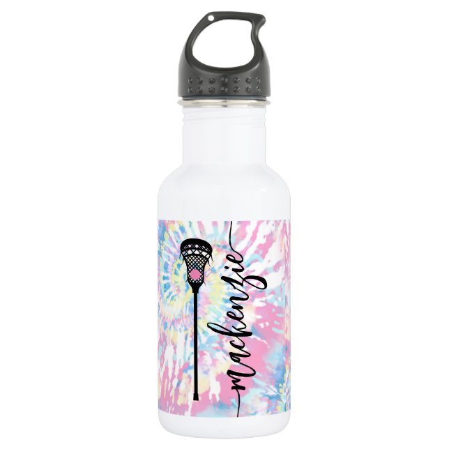 Bouteille D'eau Lacrosse Player Tie Dye Name Personnalisé (Devant)