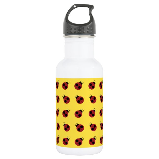 Bouteille D'eau Ladybug 60s rétro cool rouge jaune (Devant)
