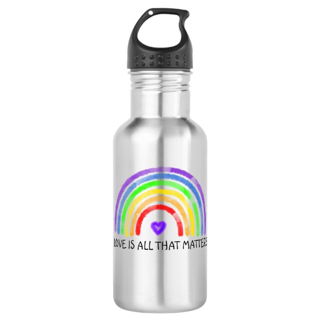 Bouteille D'eau L'amour est tout ce qui compte | Rainbow LGBTQIA+ (Devant)
