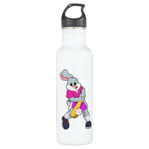 Bouteille D'eau Lapin au baseball avec batte de baseball