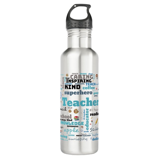 Bouteille D'eau L'art du mot de l'enseignant personnalisé (Devant)