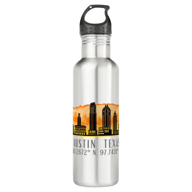 Bouteille D'eau Latitude Austin Skyline (Devant)