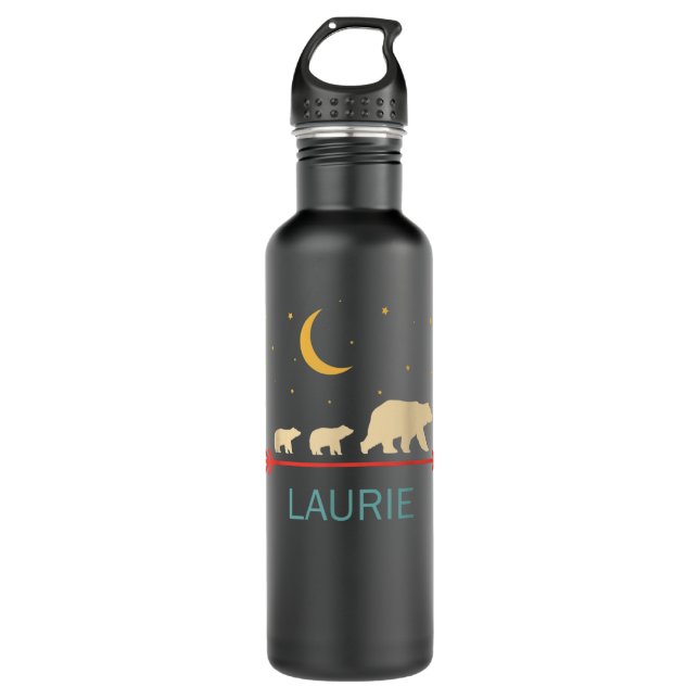 Bouteille D'eau Laurie Nom Cadeau Mama Ours Personnalisé Avec 2 Cu (Devant)