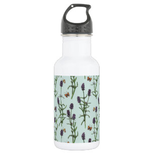 Bouteille D'eau Lavande et papillons sur verre de mer