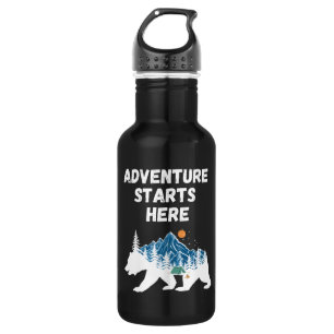 Bouteille D'eau L'aventure commence ici Bear Silhouette Camping