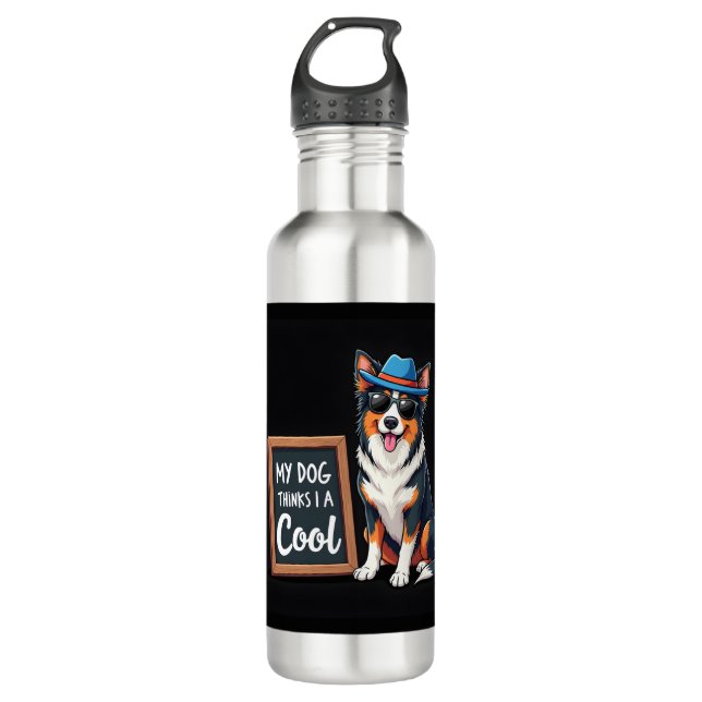 Bouteille D'eau Le berger australien My Dog pense que je suis Cool (Devant)