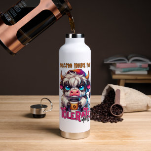 Bouteille D'eau Le café m'aide à tolérer les idiots 