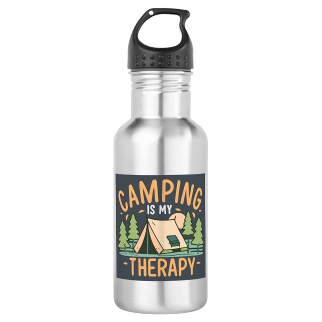 Bouteille D'eau Le Camping Est Ma Thérapie (Devant)