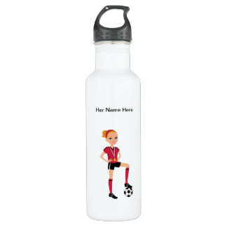 Bouteille D'eau Le football de la fille rocailleux