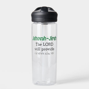 Bouteille D'eau Le Seigneur fournira la Bible Verse Vert et Noir