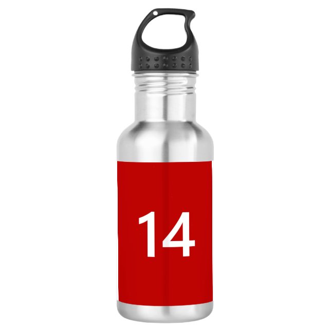 Bouteille D'eau Légendaire n° 14 en rouge et blanc (Devant)