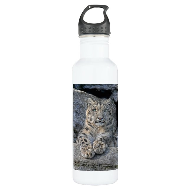 Bouteille D'eau Léopard de neige après des yeux (Devant)