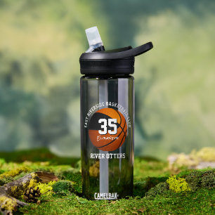 Bouteille D'eau L'équipe de basket-ball orange noir couleurs fille